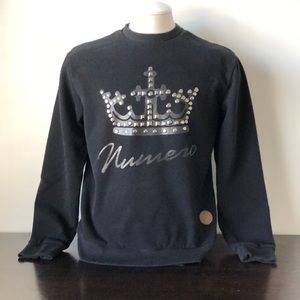 Numero Crewneck Sweatshirt with Crown Print & Stud embellished - Men’s Size M